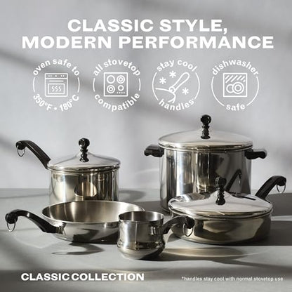 Farberware Classic Series Anniversary Edition Cookware Set, 8-Piece, Stainless Steel Pot and Pan Set