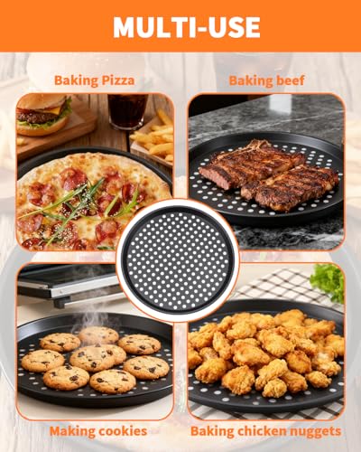OXDFK 12-Inch Nonstick Pizza Pan with Holes, Perforated Carbon Steel Pizza Tray for Oven, Round Bakeware Pizza Tray for Home Restaurant Kitchen