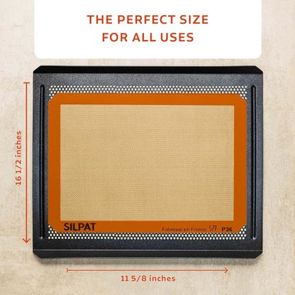 Silpat Premium Non-Stick Silicone Baking Mat, Half Sheet Size, 11-5/8 x 16-1/2, Orange