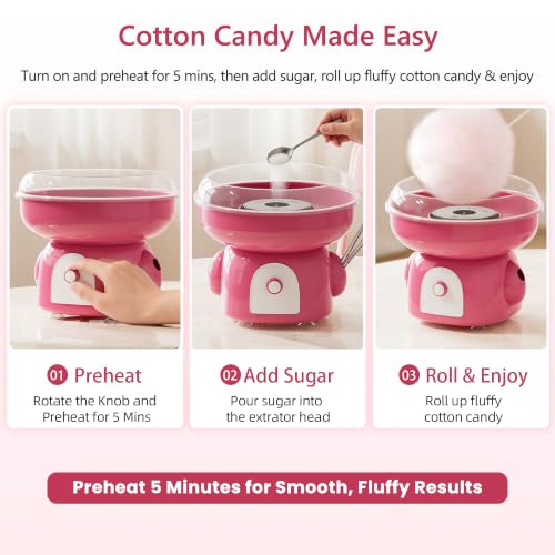 Cotton Candy Machine for Home & Kids, Mini Countertop Cotton Candy Maker