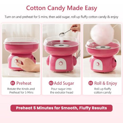 Cotton Candy Machine for Home & Kids, Mini Countertop Cotton Candy Maker