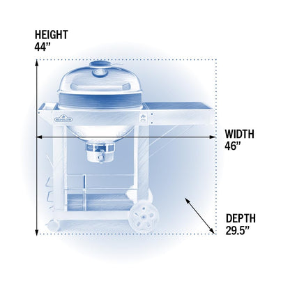 Napoleon PRO22 Charcoal Kettle Grill with Folding Cart, Black, Porcelain-Enameled Lid and Bowl, Chrome-Plated Cooking Grid