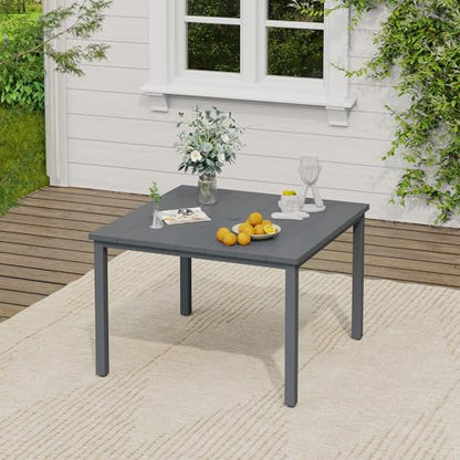 VICLLAX 5 Pieces Patio Dining Set, Patio Furniture Set of 4 Patio Stackable Chairs and Outdoor Metal Square Table with Umbrella Hole for Backyard Lawn Garden, Dark Grey Chairs and Dark Grey Table