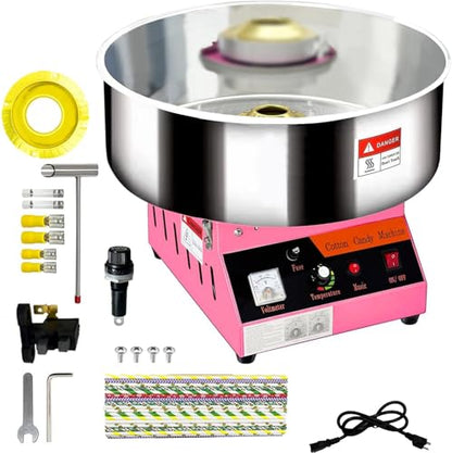 Commercial Cotton Candy Machine - Heavy Duty Candy Floss Maker with 1080W Power, 2.2L Bowl, and 3 Speed Settings, Perfect for Parties, Events, and Business Use (Pink)