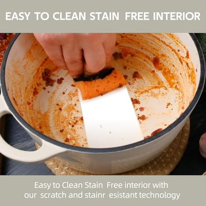 6 Quart Dutch Oven Enameled Cast Iron with Lid - Big Dual Handles - Oven Safe up to 500°F - Classic Round Pot for Versatile Cooking Cream