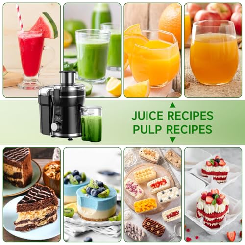 Juicer Machine, 500W Centrifugal Juicer Extractor with 3 Speed & Wide Mouth 3” Feed Chute for Fruit Vegetable, High Yield Juicer Included Cleaning Brush for Easy to Clean, Black