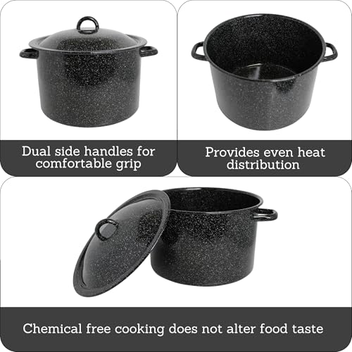 MIRRO 7.75qt Enamel Stock Pot, Black