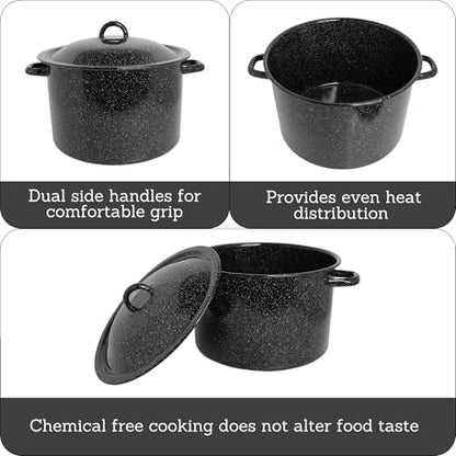 MIRRO 7.75qt Enamel Stock Pot, Black