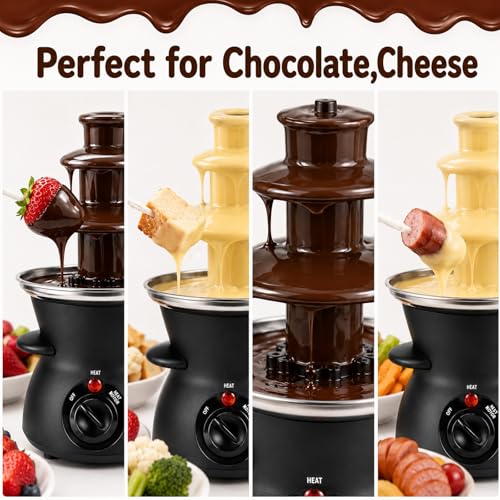 3-Tier Chocolate Fondue Fountain, Electric Chocolate Fountain Machine