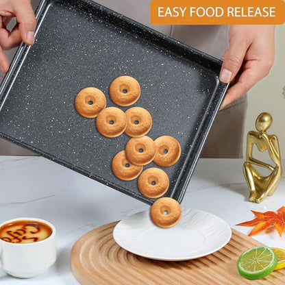 Walooza 11 Inch Nonstick Baking Sheets Set of 2, Carbon Steel Cookie Sheets for Baking, Heavy Duty & Stackable Baking Pans for Oven, Non Toxic & Easy Clean, 11x9 Inch Baking Trays