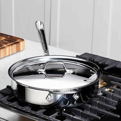 All-Clad D3® Stainless Steel 4 Quart Saute Pan With Lid- Made in the USA- The Original Bonded Professional Cookware- Oven Safe & Induction Compatible