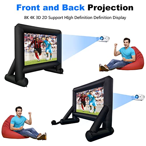 GZKYYLEGS Inflatable Projector Screen 14ft Inflatable Movie Screen Outdoor with Air Blower and Storage Bag, Easy Set up, Front and Rear Projection for Outdoor Movie Night Backyard Pool Fun