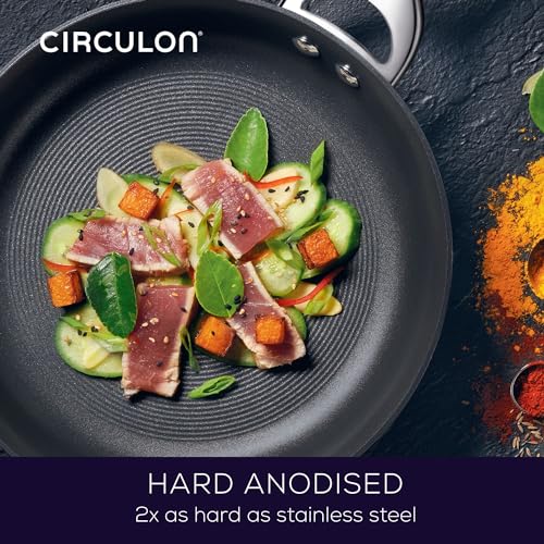 Circulon Symmetry Hard Anodized Nonstick Induction Frying Pan Twin Pack, 10-Inch and 12-Inch, Pan Sets for Cooking Nonstick, Black