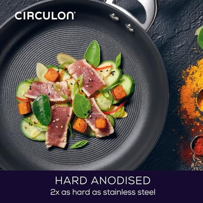 Circulon Symmetry Hard Anodized Nonstick Induction Frying Pan Twin Pack, 10-Inch and 12-Inch, Pan Sets for Cooking Nonstick, Black