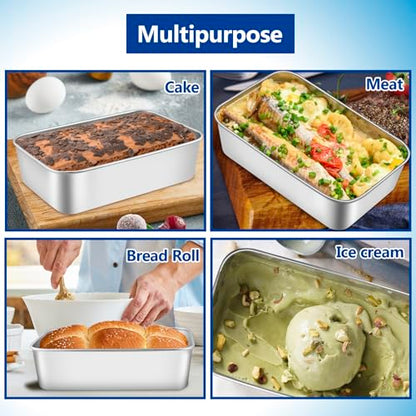 Enjamyo 6 Pack Loaf Pans, 9 x 6 Inch Loaf Pans Set, Stainless Steel Baking Bread Pans for Homemade Meatloaf Cake Brownies Lasagna, Oven & Dishwasher Safe(Silver)