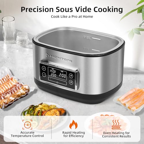 Homtone 8 Quart Sous Vide, Temperature Control Sous Vide Cooker with Timer, Stainless Steel Sousvide for Steak/Seafood/Vegetables, Suveed Cooking Machine Precision Steak Cooker with Vacuum Bags