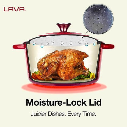 LAVA 10 Quarts Cast Iron Dutch Oven: Multipurpose Stylish Round Shape Dutch Oven Pot with Three Layers of Enamel Coated with Trendy Lid (Orange)