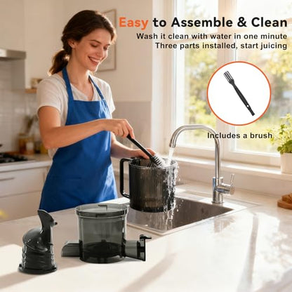 NEWBULIG Juicer Machines, 4.25" Feed Chute Cold Press Juicer, Black