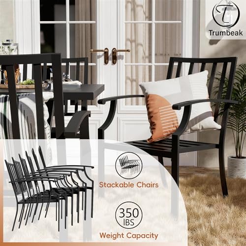 Trumbeak 9-Piece Patio Dining Set Outdoor Conversation Set,Metal Outdoor Furniture Set with Umbrella Hole Cut-Out 78.7" x 35.4" Table and 8 Metal Backrest Chairs for Backyard,Garden,Sand