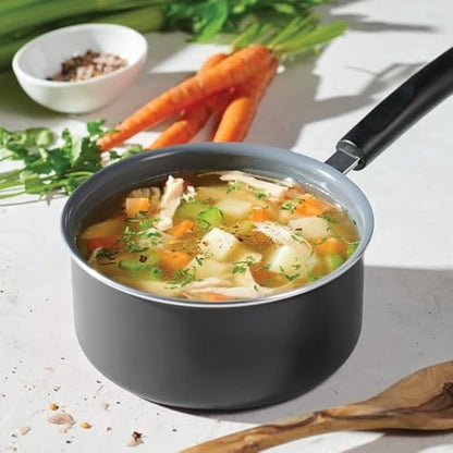 1 Quart Ceramic Steel Gray Open Sauce Pan