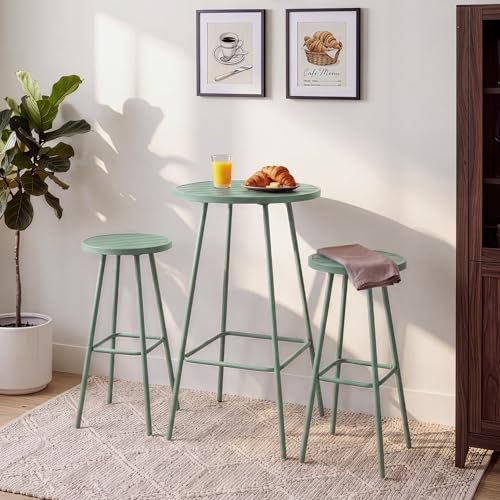 Best Choice Products 3-Piece Patio Dining Set, Bar Height, Outdoor Bistro Set, Outdoor Round Bar Table w/ 2 Bar Stools, Steel - Sage
