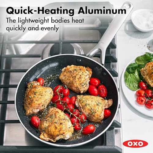 OXO 12" Nonstick Frying Pan Skillet, Ceramic PFAS-Free Nontoxic Pan, Induction Suitable, Dishwasher Safe, Oven Safe to 600°F, Kitchen Cooking Pot, Stainless Handle, Egg Pan, Black