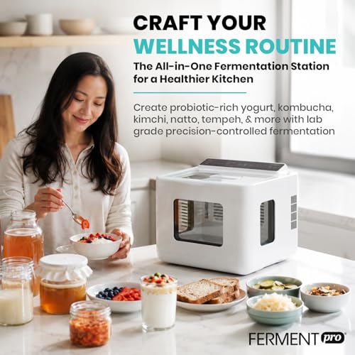FermentPro 12.8L Smart Yogurt Maker Machine & Fermentation Kit, Kombucha, Kimchi, Natto, tempeh, Sourdough Maker, Temp Control 50-115°F, Timer 1 Hr -30 Day, Post-Ferment Cooling
