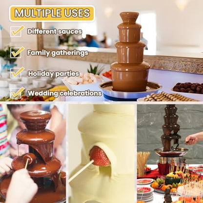 Flyseago Chocolate Fountains Commercial 5 Tiers 9Lbs Large Chocolate Waterfall Machine Stainless Steel Hot Cheese Fondue Tower Easy Assembly Perfect for Candy BBQ Sauce Ranch Liqueurs Digital-control