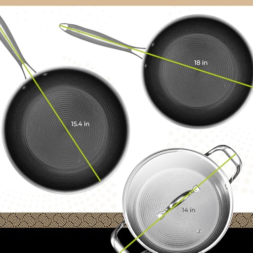 BE | LIVING Circlad Series 12 Piece Cookware Set PFAS-Free Nonstick Hybrid Non-Stick Pattern Induction Compatible Durable & Easy to Clean