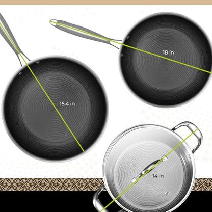 BE | LIVING Circlad Series 12 Piece Cookware Set PFAS-Free Nonstick Hybrid Non-Stick Pattern Induction Compatible Durable & Easy to Clean