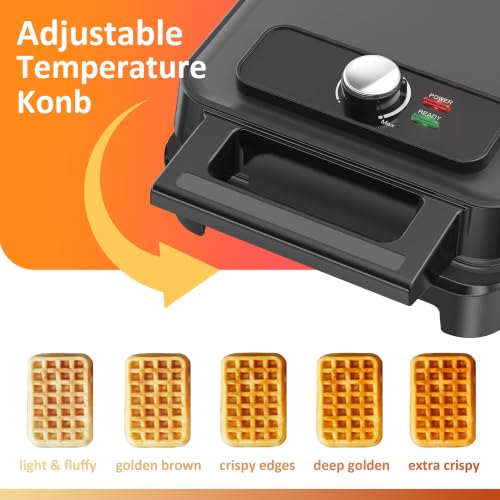Sunvivi 2 Slices Waffle Iron - 5 Min Heat Up,Nonstick Belgian Waffle Maker