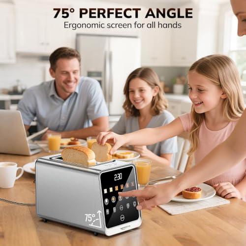 Keenstone 2 Slice Toaster, 1.5-Inch Wide Slots, 75-Degree Touchscreen