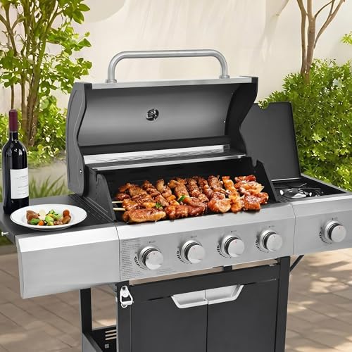 Endark 51000BTU|4-burner propane gas grill | Stainless steel construction | Dual side racks and wheels | Designed for patio, garden, and backyard cooking
