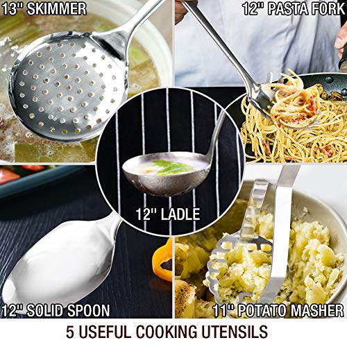 HOMICHEF 14-Piece Nickel Free Stainless Steel Cookware Set - Nickel Free Pots and Pans Set - Non-Toxic, Healthy Induction Cookware