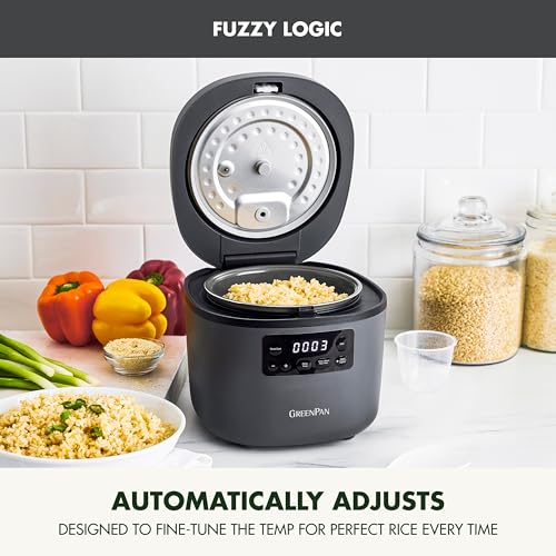 GreenPan Advanced Rice Cooker, 4-Cups Uncooked/8-Cups Cooked, Graphite