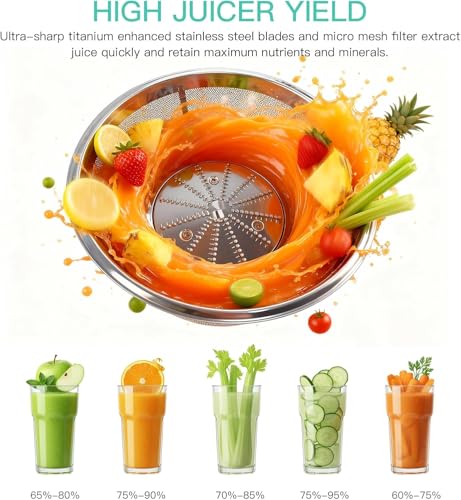 AZEUS Juicer - Centrifugal Juicer Machine, 400W Juice Extractor with Dual-Speed, German-Engineered Blades, Easy Clean, Anti-Drip Design, 2-Layer Centrifugal Bowl, 100% BPA-Free
