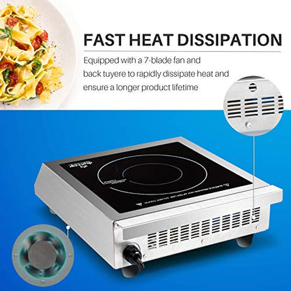 Duxtop Professional Portable Induction Cooktop, Commercial Range Countertop Burner, 1800 Watts Induction Burner with Sensor Touch and LCD Screen, P961LS/BT-C35-D, Silver/Black