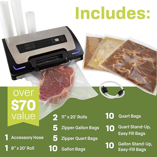 NESCO VS‑22LB Premium Vacuum Sealer for Home Food Storage, Electric Sealing System with LiquidLock™ Technology