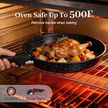 Colourcoco Pots and Pans Set - Non Stick 25 Pieces Cookware Set Pots and Pans with Detachable Handles, Includes Pans, Pots, Utensils, Trivets for Hot Dishes, Lids, Space-Saving Cookware