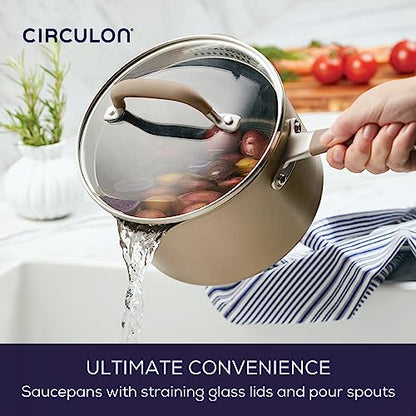 Circulon Premier Professional Hard Anodized Nonstick Cookware Induction Pots and Pans Set, 8 Piece - Bronze