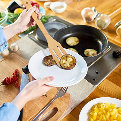 Bamboo Wooden Spoons & Spatulas Set - 6 Pieces Kitchen Cooking Utensils and 1 Holder, Heat Resistant for Non Stick Cookware