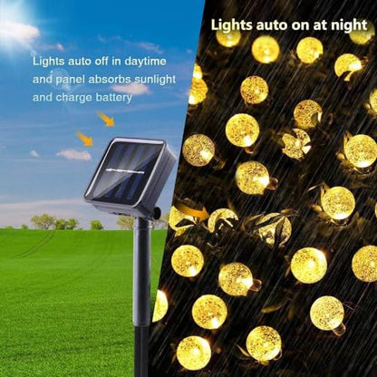 Toodour Solar String Lights Outdoor Waterproof, 56ft 100 LED Globe String Light with 8 Mode, Crystall Ball Lights Solar Patio Lights for Garden, Lawn, Patio, Gazebo, Yard, Outdoor Decor - Warm White