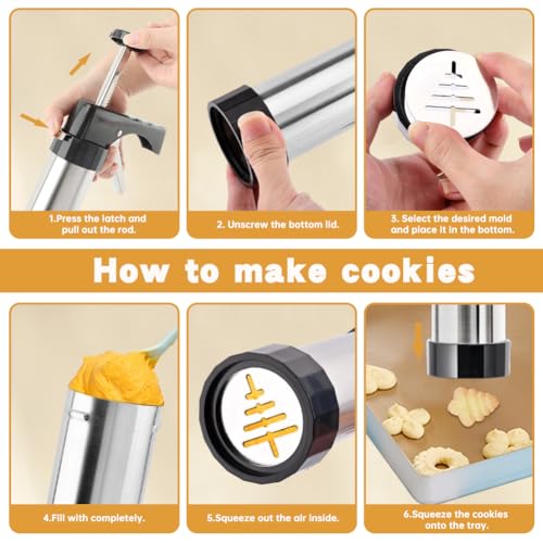 Professional Churro Maker Machine with 16 Discs & 8 Nozzles, Cookie Press Gu-n Kit, Multi-Function Cookie & Dough Press for DIY Dessert Making Decorating Baking Supplies