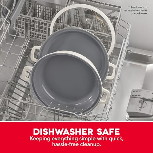 Dash Stacks Stacking Cookware Set with Electric Burner - Features CleanCoating™ Ceramic Nonstick Coating - Versatile, Nestable Pieces - Convenient Storage - Cream, 8-Piece