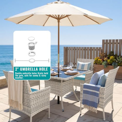 15-Piece Patio Dining Set, 3 Tempered Glass Tables & 12 Wicker Chairs