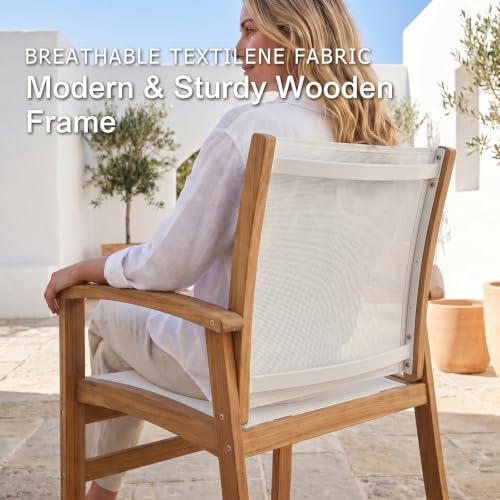 SUNSITT 7-Piece Outdoor Patio Dining Set w/Umbrella Hole, White