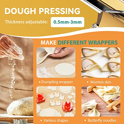 Newhai Electric Family Pasta Maker Machine Noodle Maker Pasta Dough Spaghetti Roller Pressing Machine Stainless Steel 135W for Home Use (1.5mm round noodle+4mm flat noodle)