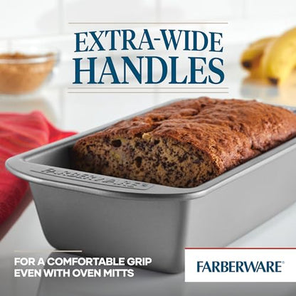 Farberware Bakeware Meatloaf/Nonstick Baking Loaf Pan Set, Two 9-Inch x 5-Inch, Gray