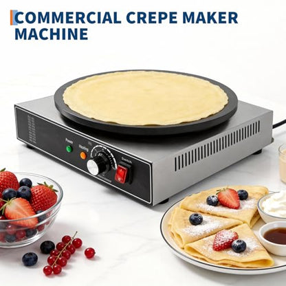 Garvee Electric Crepe Maker,1700 w 110 v Flat Plate Crepe Griddle with Temp Control,Non-Stick Commercial Crepe Machine for Home and Commercial Use