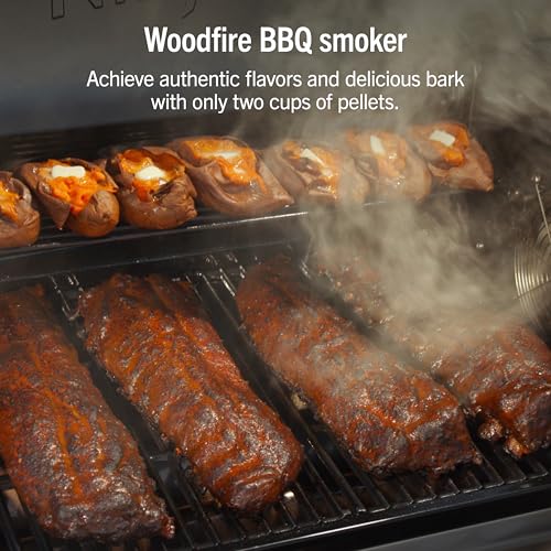 Ninja FlexFlame ProConnect Grill & Smoker | 5-in-1 Smart Cooking System | Electric & Propane | App-Connected | 3-Burner Digital Control | Roast, Griddle & Pizza Maker | Black/Gold | PG305
